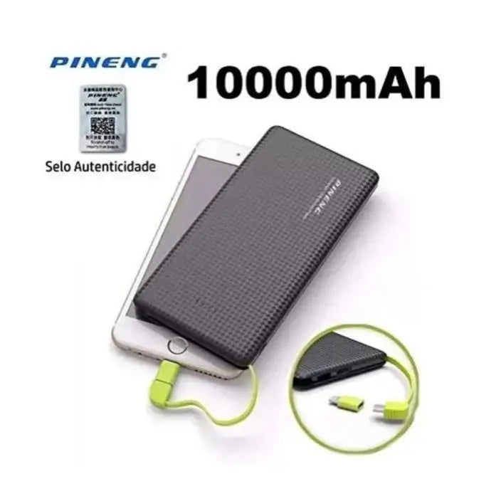 Power Bank 10.000mAh com adaptador de IPhone